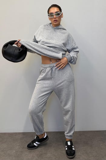 Mad Girls Gri Kapüşonlu Kadın Eşofman Takımı MG1224