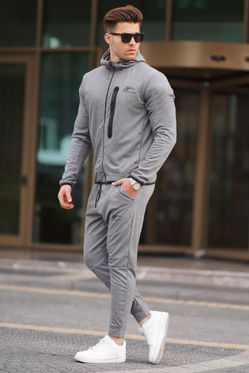Antrasit Baskılı Regular Fit Erkek Eşofman Takımı