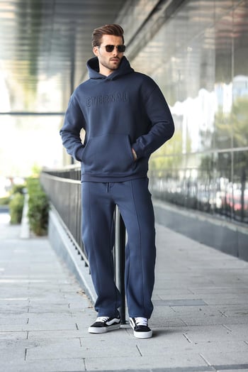 Lacivert Kapüşonlu Erkek Eşofman Takımı E7324
