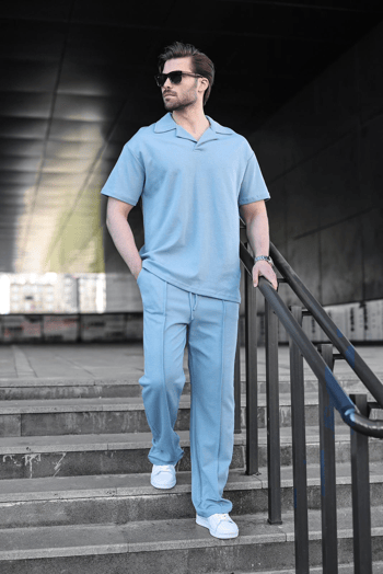 Mavi Polo Yaka Erkek Alt Üst Takım E7356