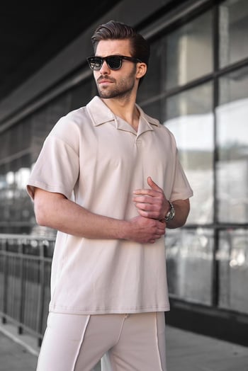 Taş Rengi Polo Yaka Erkek Alt Üst Takım E7356