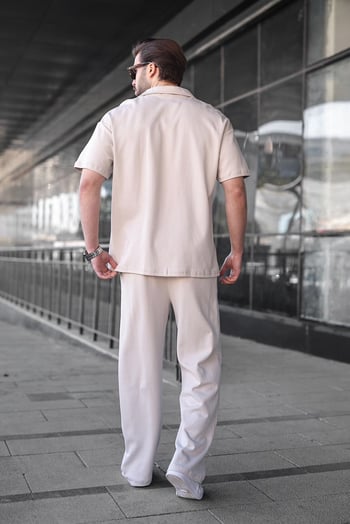Taş Rengi Polo Yaka Erkek Alt Üst Takım E7356