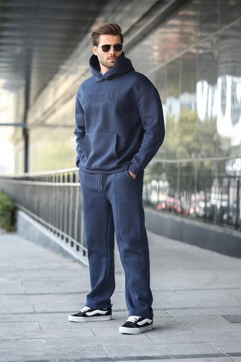 Lacivert Kapüşonlu Erkek Eşofman Takımı E7324