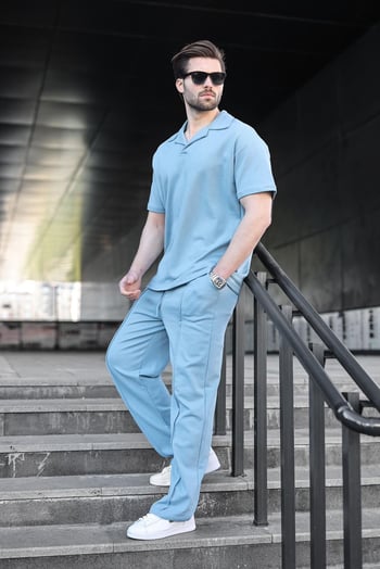 Mavi Polo Yaka Erkek Alt Üst Takım E7356
