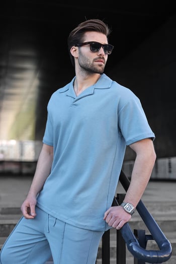 Mavi Polo Yaka Erkek Alt Üst Takım E7356