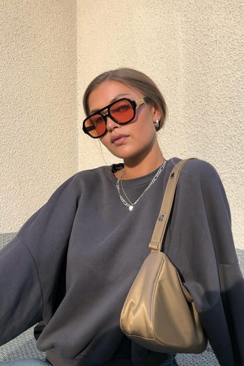 Füme Bisiklet Yaka Basic Sweatshirt MG1559