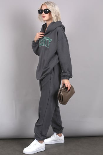 Smoke Gray Oversize Printed Tracksuit MG1561