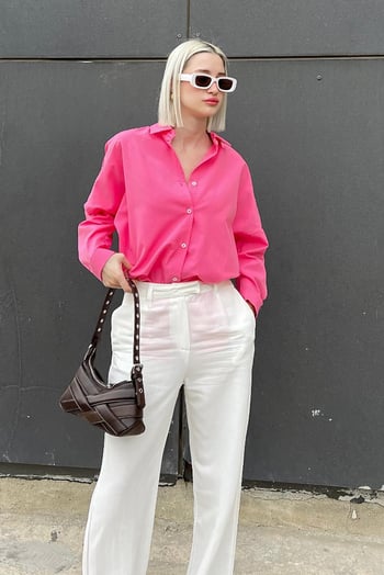 Mad Girls Fuşya Oversize Gömlek MG1369