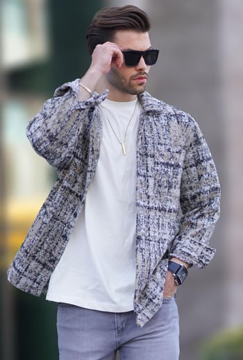 Bej Desenli Oduncu Erkek Gömlek 6749