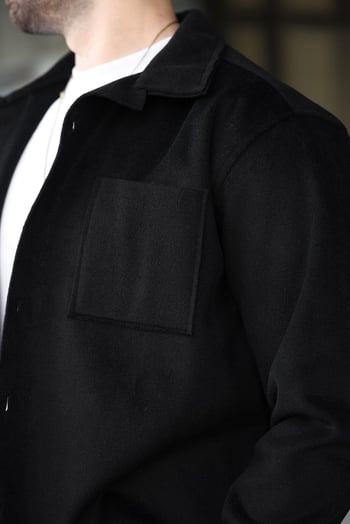 Siyah Cepli Basic Erkek Polar Gömlek E6764