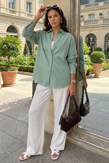 Mad Girls Çağla Yeşili Oversize Gömlek MG1369