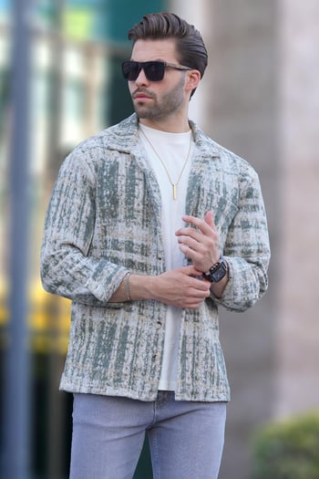 Haki Desenli Oduncu Erkek Gömlek 6749