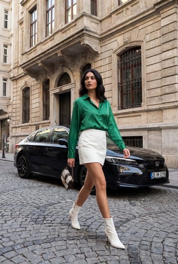 Yeşil Gizli Düğmeli Şık Kadın Saten Gömlek MG2675