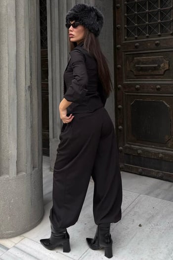 Siyah  Vücuda Oturan Slim Fit Kadın Gömlek MG2659