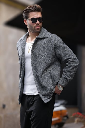 Siyah Desenli Cepli Erkek Ceket Gömlek 6756