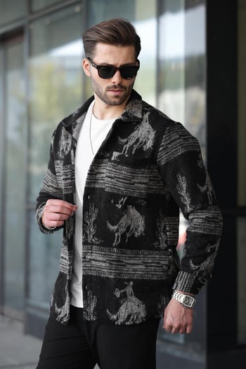 Bej Desenli Oduncu Erkek Gömlek 6727