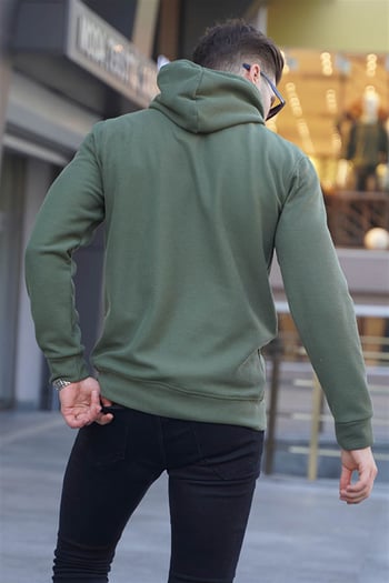Khaki Green Basic Hoodie Sweatshirt 6014