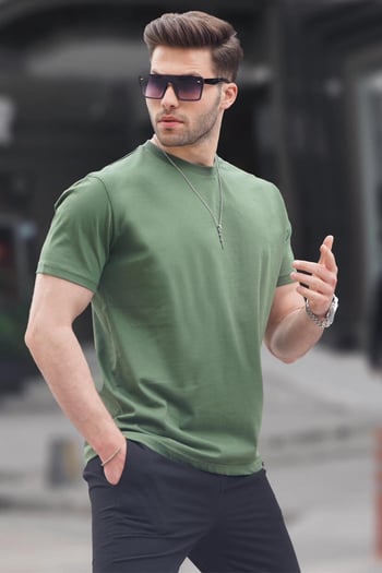 Haki Yeşili Regular Fit Basic Erkek Tişört 6131