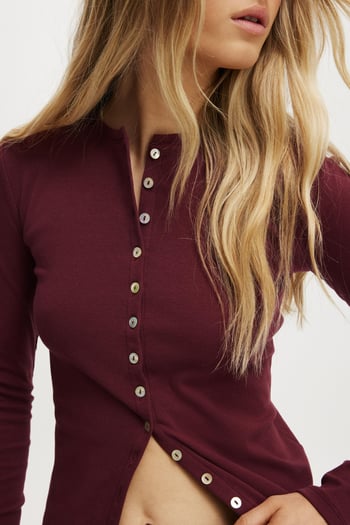 Bordo  Slim Fit Düğmeli Kadın Hırka MG2580