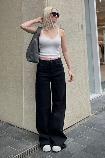 Siyah Straight wide Kadın Jean MG2000