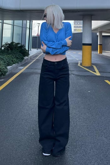 Siyah Straight wide Kadın Jean MG2000