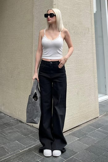 Siyah Straight wide Kadın Jean MG2000