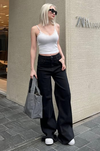 Siyah Straight wide Kadın Jean MG2000