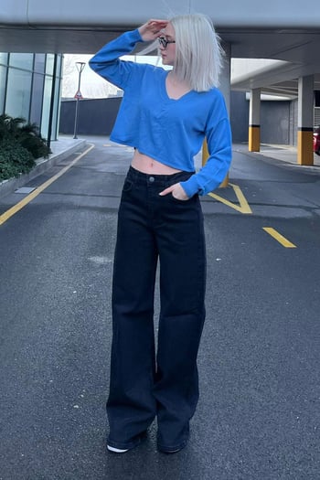 Siyah Straight wide Kadın Jean MG2000