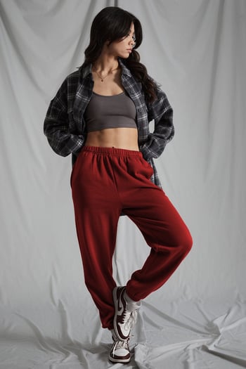 Women Maroon Oversize Sweatpants MG1235