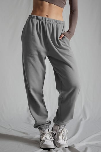 Kadın Boyalı Gri Beli Lastikli Oversize Eşofman Altı MG1235