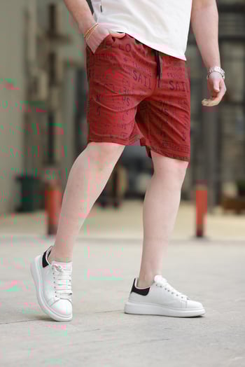 Madmext Pano Baskılı Bordo Kapri 2408