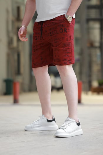 Madmext Pano Baskılı Bordo Kapri 2408