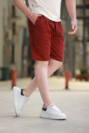 Madmext Pano Baskılı Bordo Kapri 2408