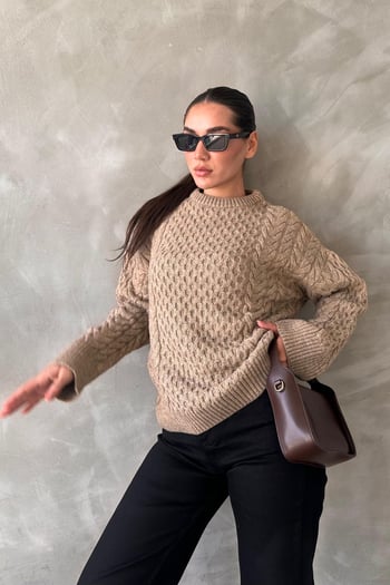 Vizon Bisiklet Yaka Örme Triko Kazak MG2262