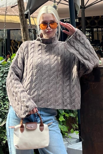 Vizon Balıkçı Yaka Örme Triko Kazak MG2172