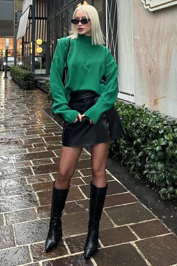 Mad Girls Turtleneck Green Sweater MG1252