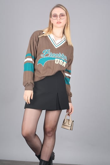 Mad Girls Kahverengi Kadın Kazak MG1279