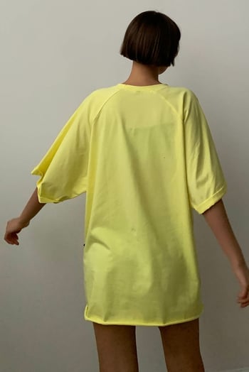 Sarı Oversize Basic Kadın Tişört