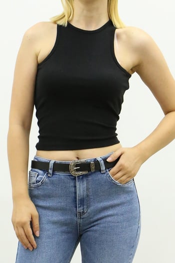 Mad Girls Siyah Crop Top MG361