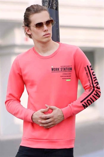 Madmext Pİnk Printed Sweatshirt 4161
