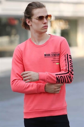 Madmext Pİnk Printed Sweatshirt 4161