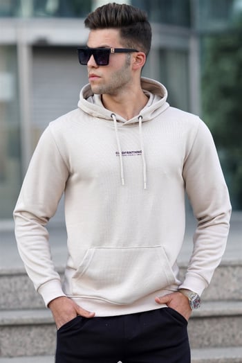 Madmext Bej Baskılı Sweatshirt 5306