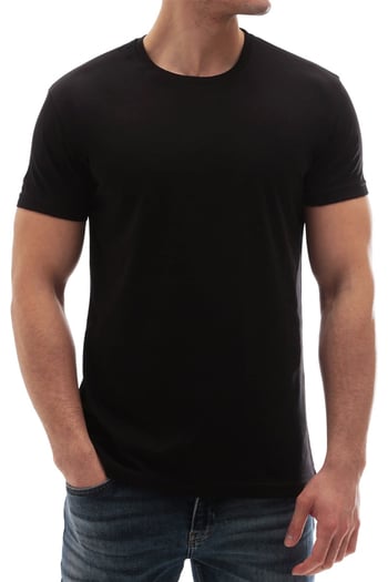 Madmext Bisiklet Yaka Basic Tişört Siyah 3006