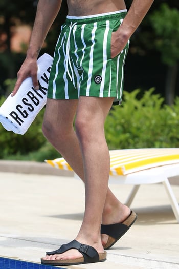 Madmext Green Striped Swim Wear Short 4259