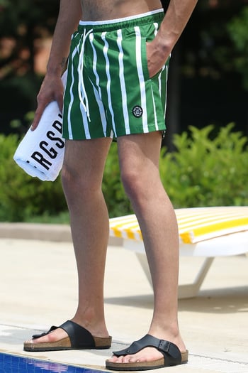 Madmext Green Striped Swim Wear Short 4259