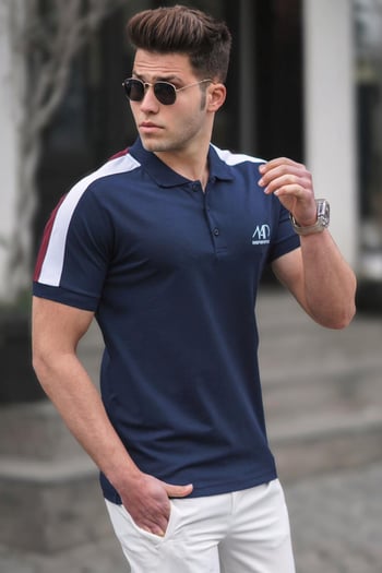 Madmext Lacivert Polo Yaka Erkek Tişört 5215