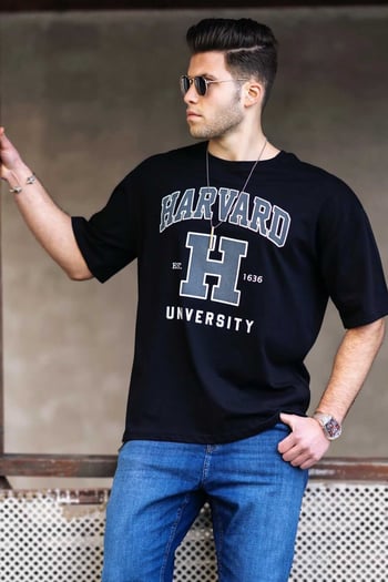 Madmext Black Printed T-shirt for Men 4956