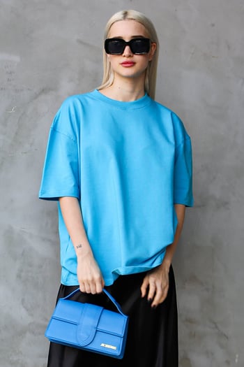 Mavi Bisiklet Yaka Basic Oversize T-shirt MG1687