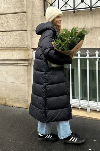 Mad Girls Koyu Siyah Uzun Şişme Mont MG1303