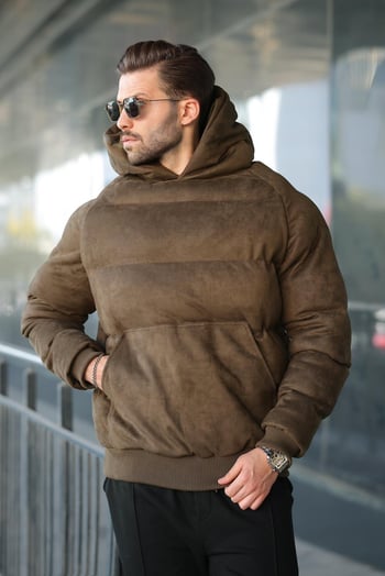 Haki Kapüşonlu Erkek Şişme Mont 7235